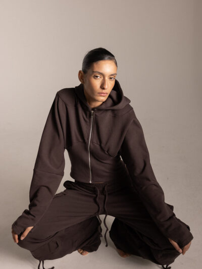 Micro Hoodie With Ribbed