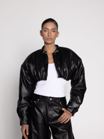 Micro leather bomber