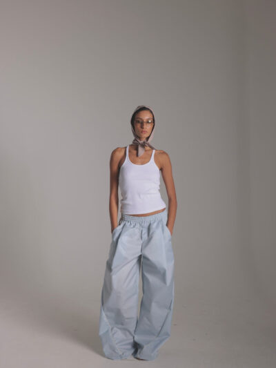 Baby blue nylon joggers