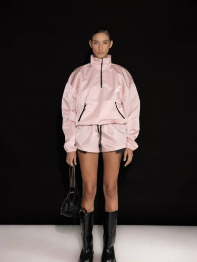 Baby pink nylon hoodie